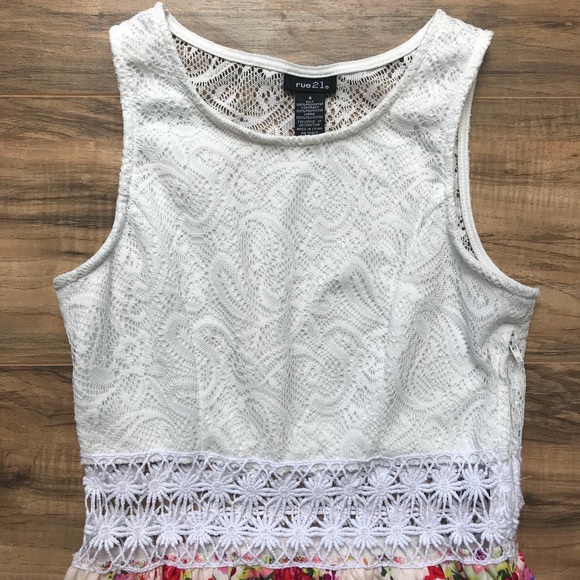 Rue 21 Floral White Lace Mini Dress Small - Picture 2 of 8